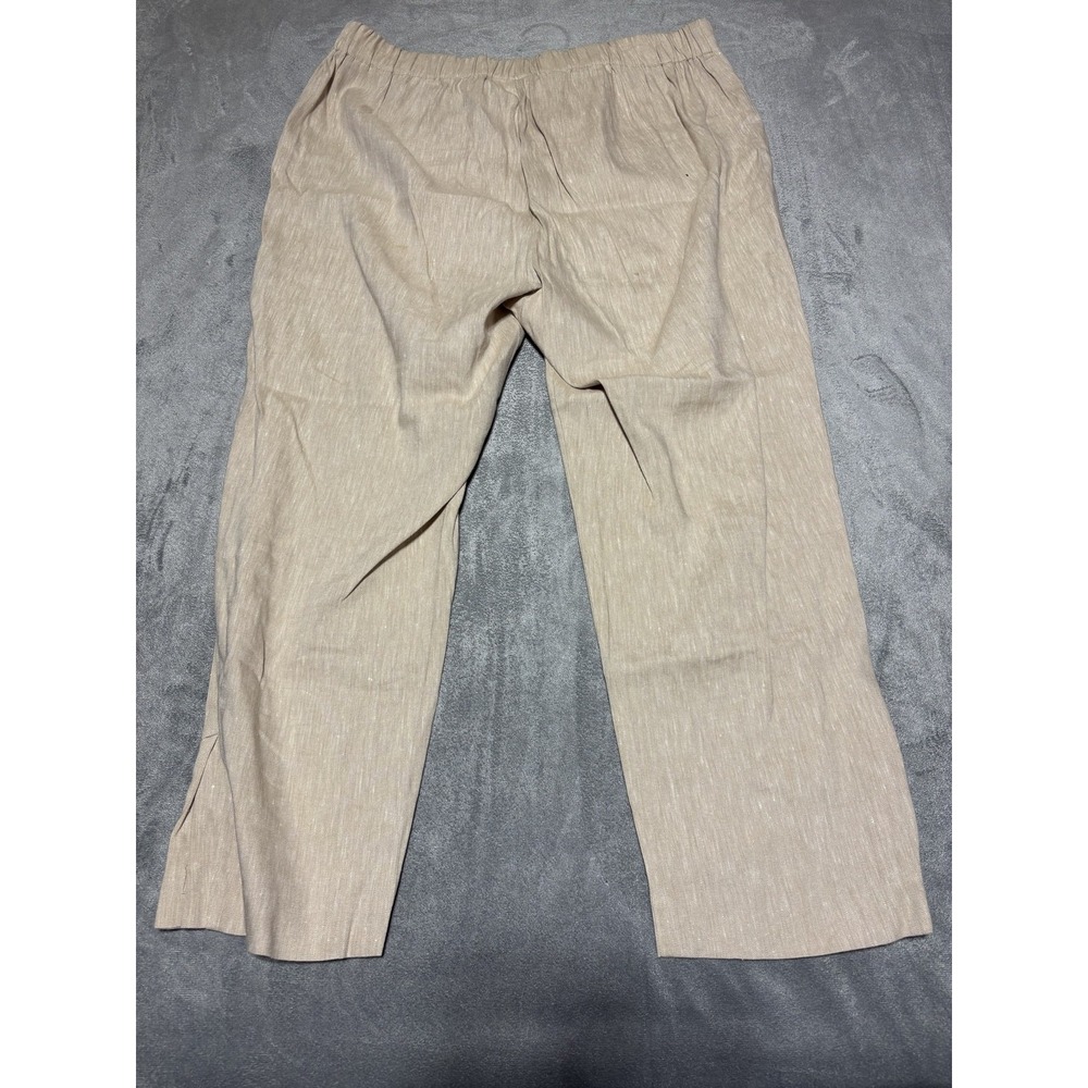 J Jill Womens Medium Petite Beige Linen Blend Stretch Button Hem Crop Pull Pants - Picture 11 of 13